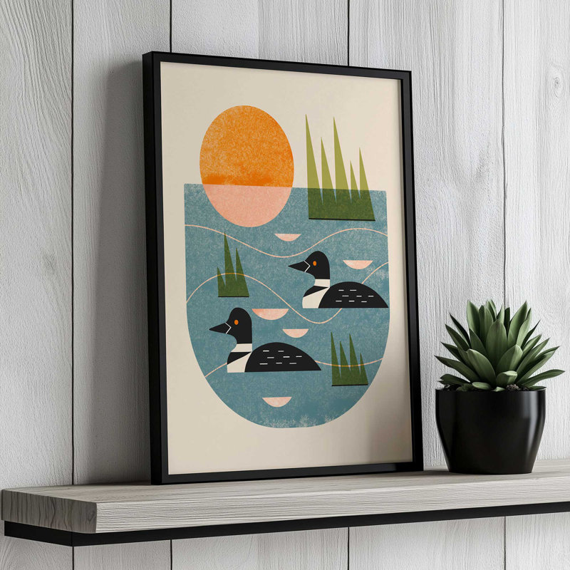 «Loon Lake» par Renea L Thull, reproduction d'art sur toile, H 40 po x l 30 po, Doré