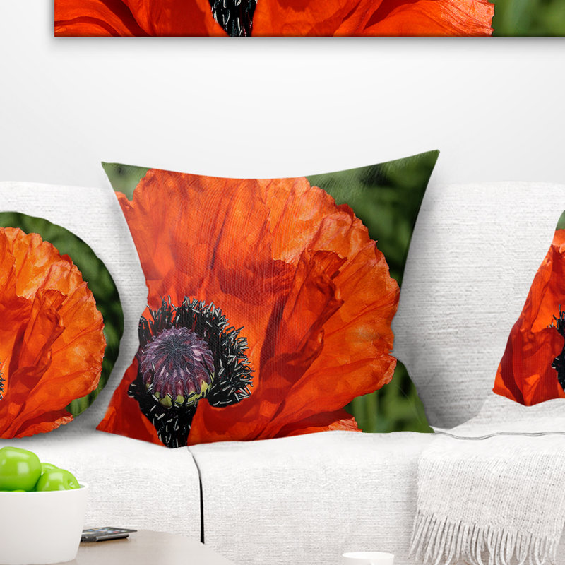 Coussin décoratif floral à l’avant, 16 po x 1 po, Coussin décoratif