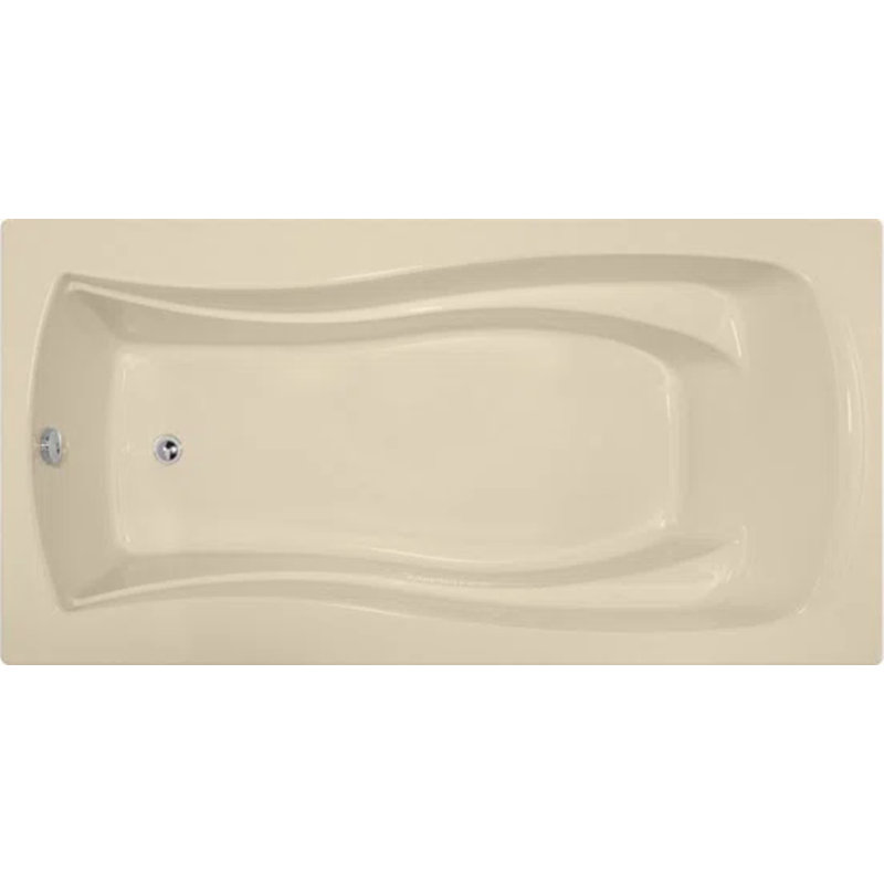 Charlotte 72'' x 36'' Soaking Acrylic Bathtub, Bone, Satin Brass