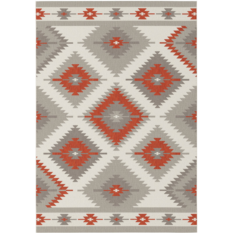 Tapis intérieur / extérieur gris Pranav, Rectangle de 5 pi x 8 pi