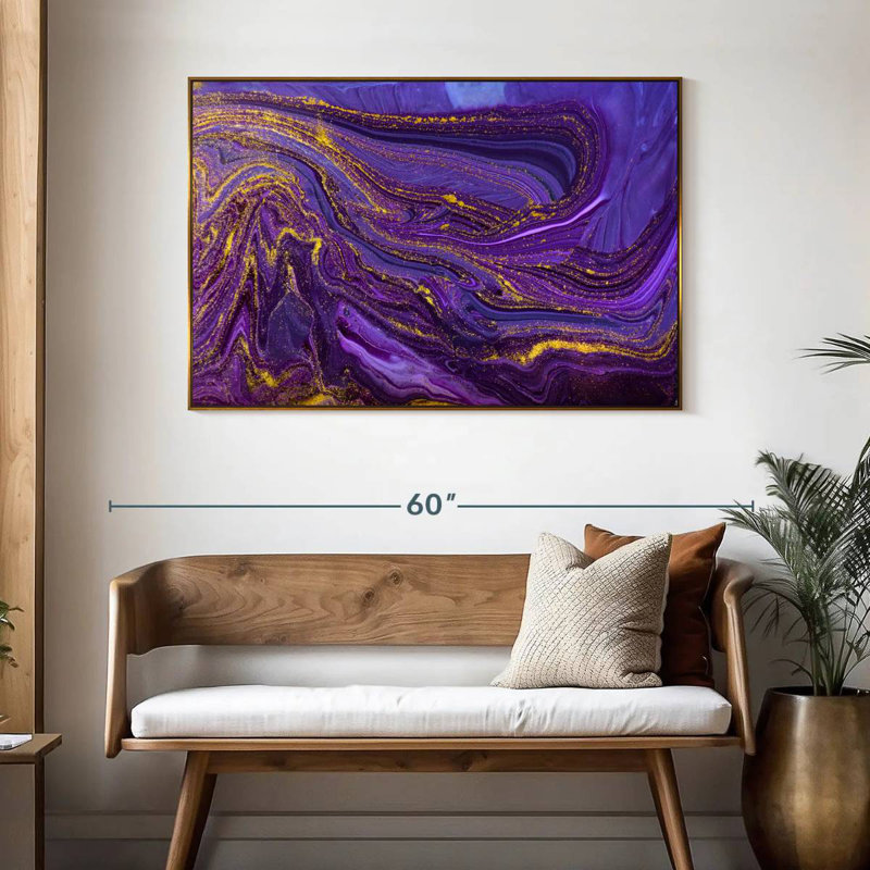 Cerisier mauve, 46 po x 31 po, Cadre flottant doré