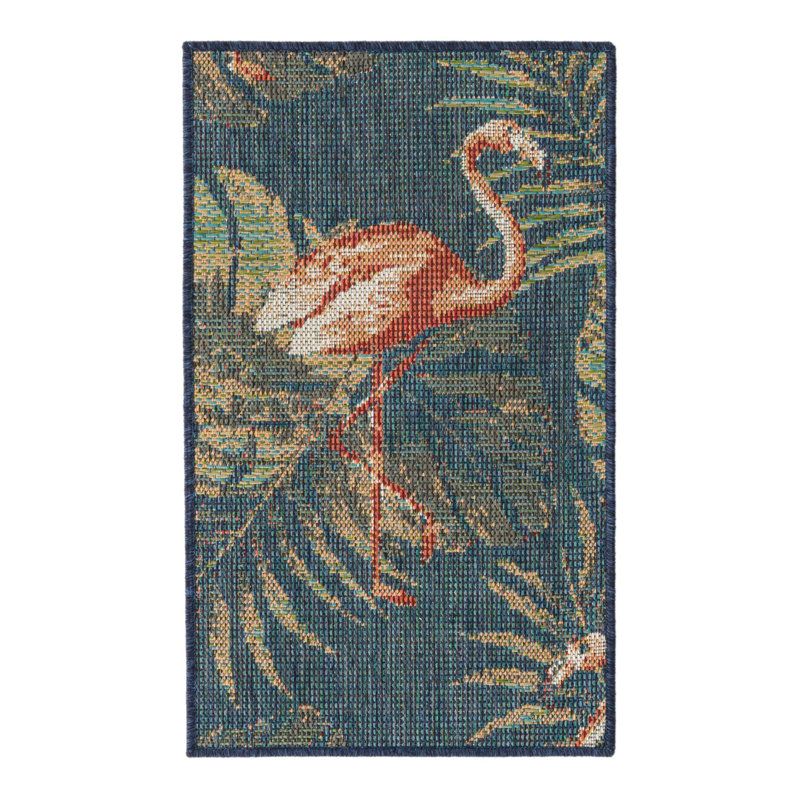 Tapis intérieur / extérieur bleu marine Rolla, Rectangle 2 pi x 2 pi 11 po
