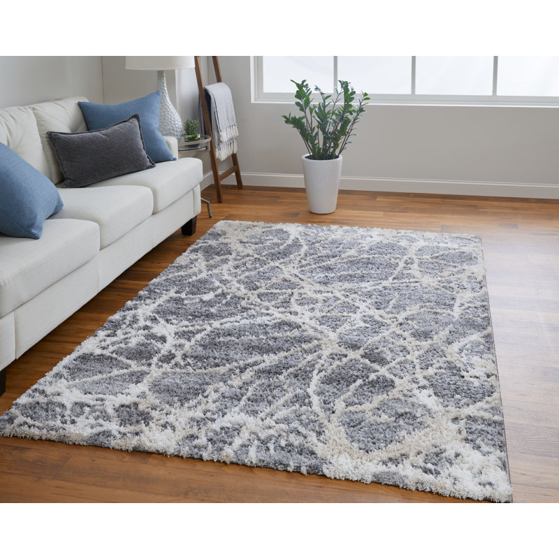 Caide Casual Abstract Polyester Area Rug, Rectangle 4' x 6'