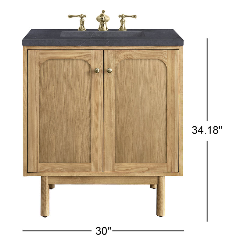Laurent 30'' W Single Vanity, Charcoal Soapstone, Light Natural Oak, 8" Widespread