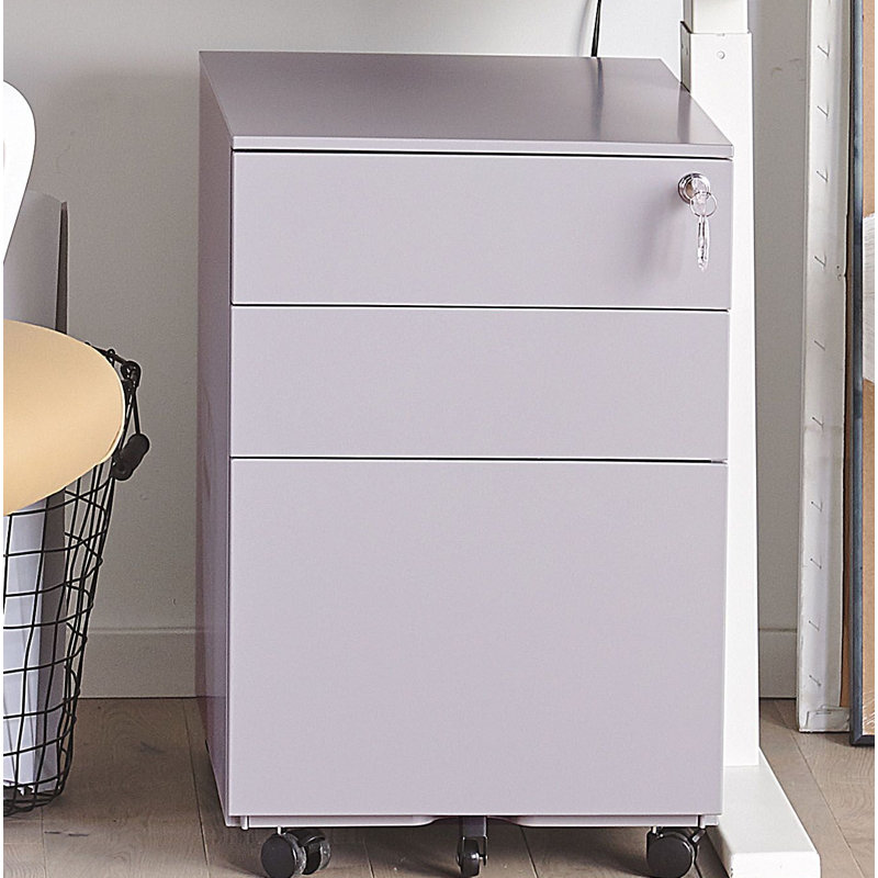 Bronnie 50cm Wide 3 -Drawer Mobile File Cabinet, Grey