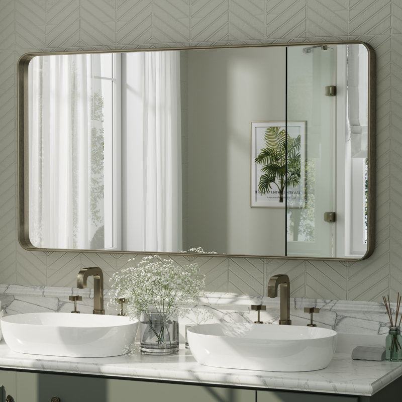 Miroir mural Aevar, 55 po x 30 po, Bronze brossé