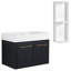 Meuble-lavabo de salle de bain 30 po et support de rangement, lavabo en résine à bords épais, couleur châtaignier noir, meuble-lavabo facile à nettoyer, finition, lavabo à rebord, surface d'eau séparée
