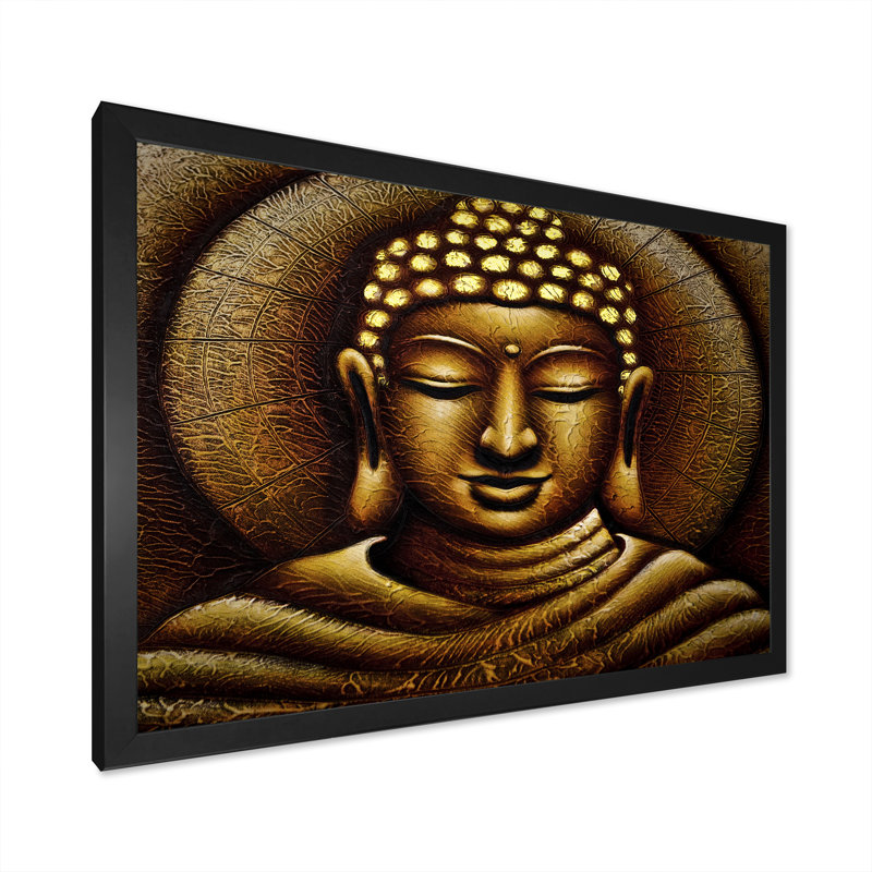 Budha - reproduction sur toile, Cadre d'angle fermé noir, H 8 po x l 12 po x P 1 po