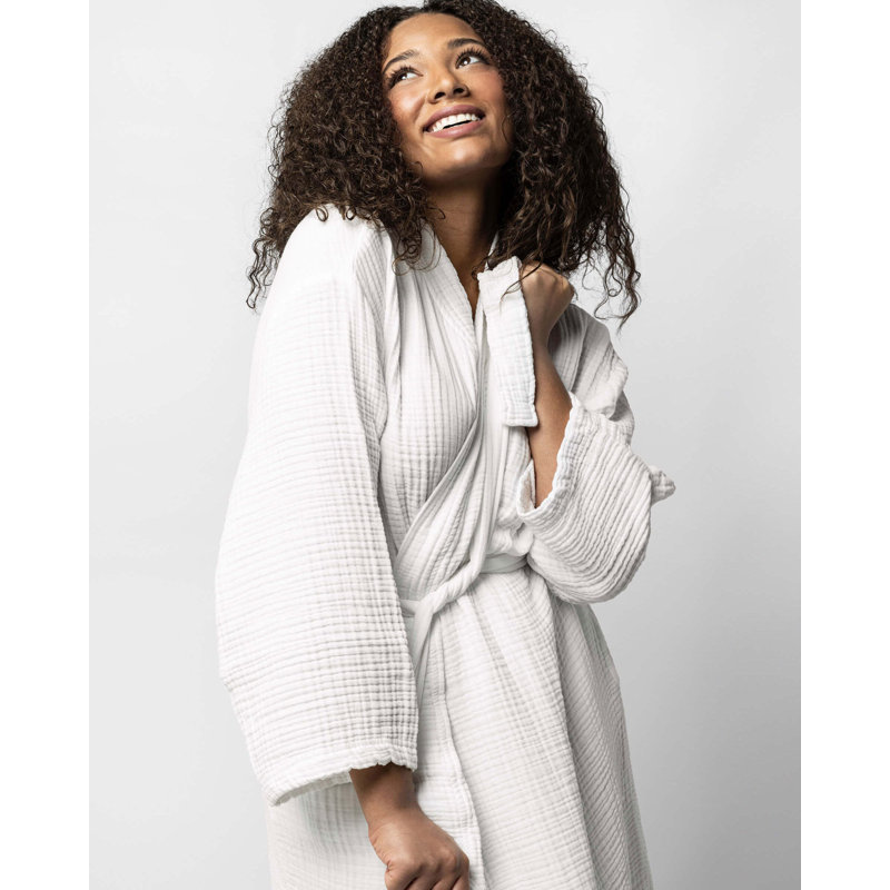 Muslin Cotton Kimono, XXL, White