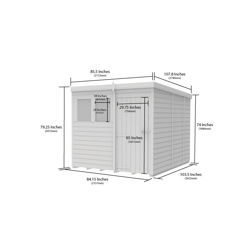 7x9 Pent Composite Shed