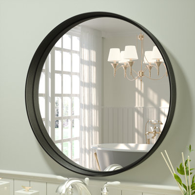 Valancia Metal Frame Round Vanity Mirror,Wall Mounted Entryway Decorative Farmhouse Modern Mirror