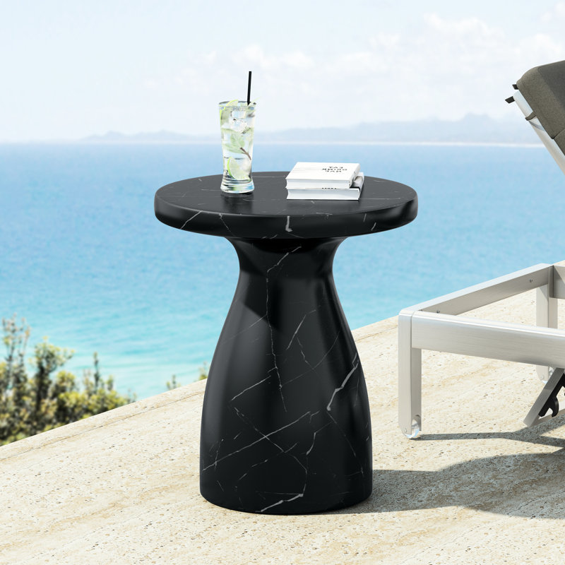 Table de bout en béton effet marbre noir pour l'extérieur et l'intérieur, table d'appoint, aucun assemblage requis, 20 pouces de large, profond, 23 haut, 25 livres avec décor, élégant, profondeur, largeur, hauteur,