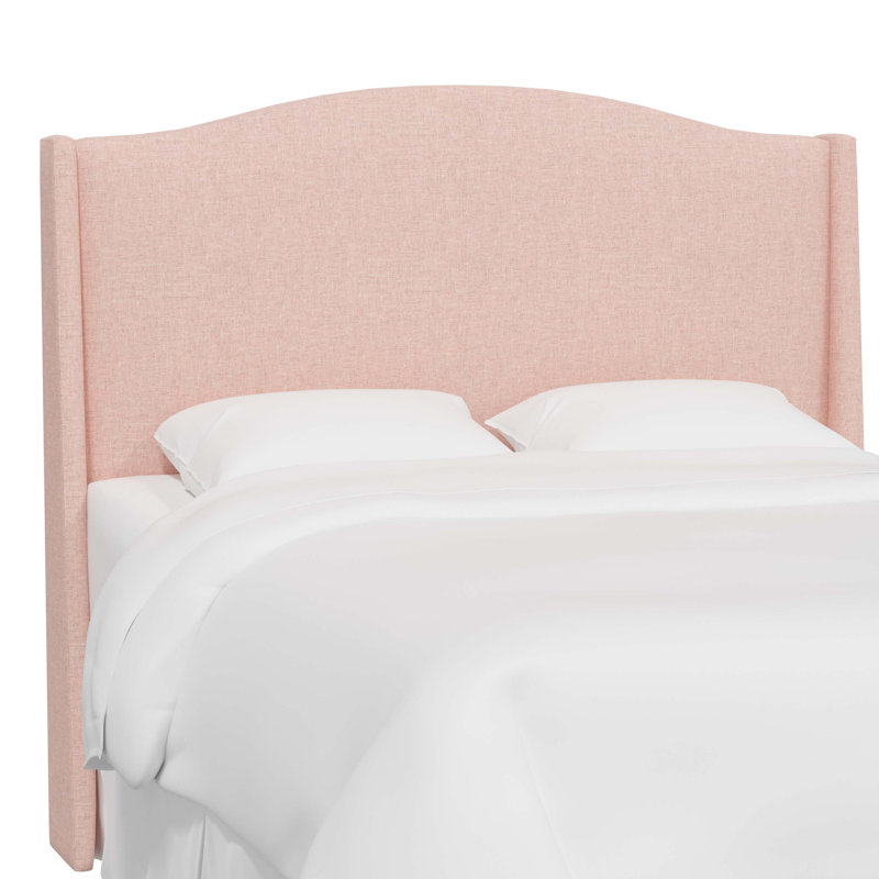 Tête de lit tapissier à oreilles Byrd, Lin quartz rose texturé Zuma, Complète