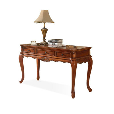 Chestnut colour Rectangular Solid Wood Writing desk with drawers desk