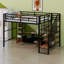 Maximiser l'espace Lit mezzanine en métal avec escalier intégré, table de rangement basse et tablettes
