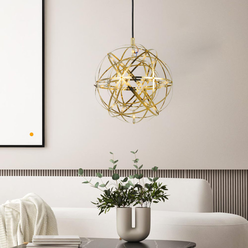 Atom 30 dimmable LED hanging light metal ball, Chrome