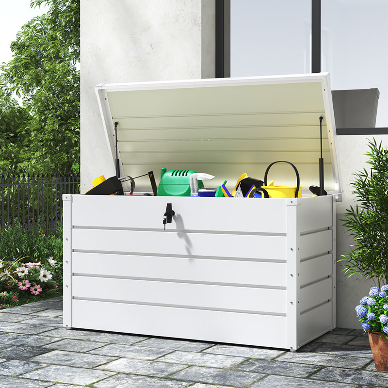 Garden Sanctuary 114cm W 350L Metal Lockable Deck Box, White