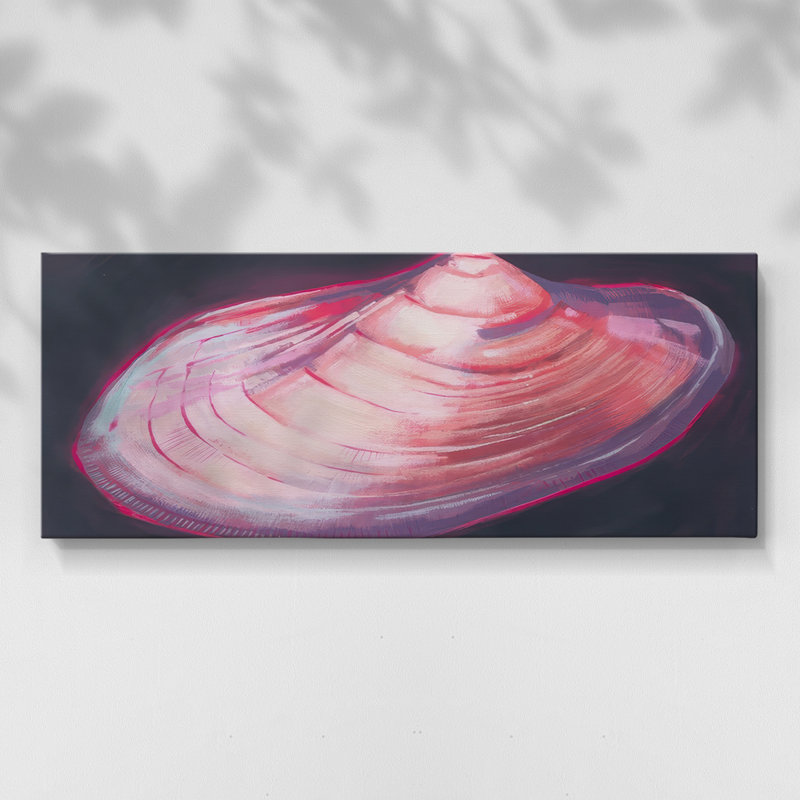 Neon Shell I - Toile tendue avec châssis - Prêt à accrocher, H 16 po x l 40 po