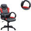 Chaise de bureau avec hauteur réglable, coussins d'accoudoirs, dossier, noir et rouge pour une apparence élégante, une chaise de jeu moderne, une expérience immersive