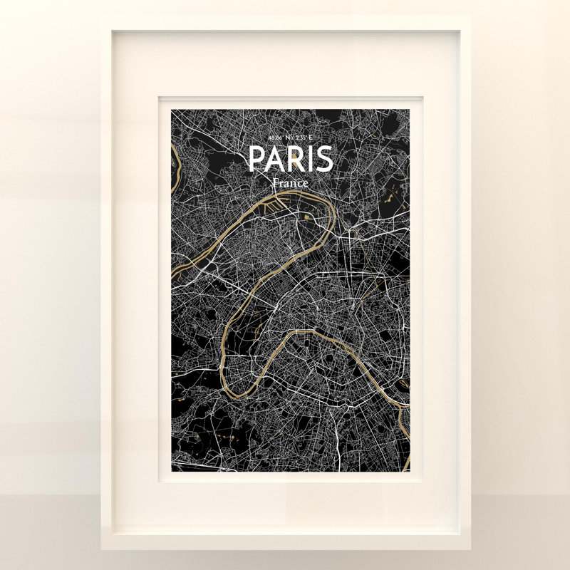 Paris City Map in Luxe 1 Piece Wall Art, 27.6cm H x 19.7cm W x 0.05cm D