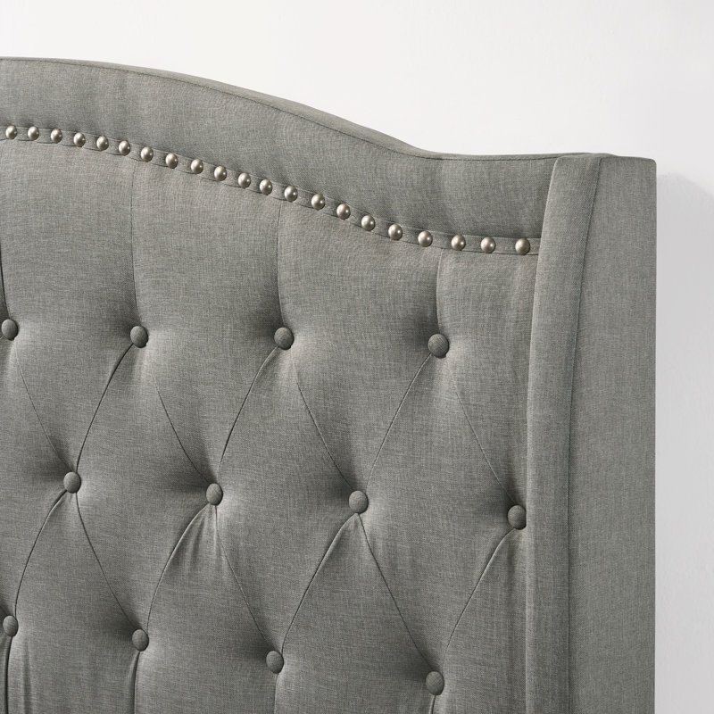 Upholstered Wingback Bed, King