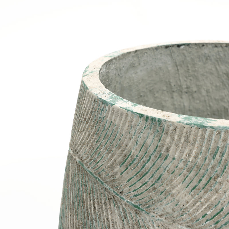 Rustic Distressed  Multi-Color Cement Round Planter, Indoor and Outdoor, 15" H x 18.3" W x 18.3" D