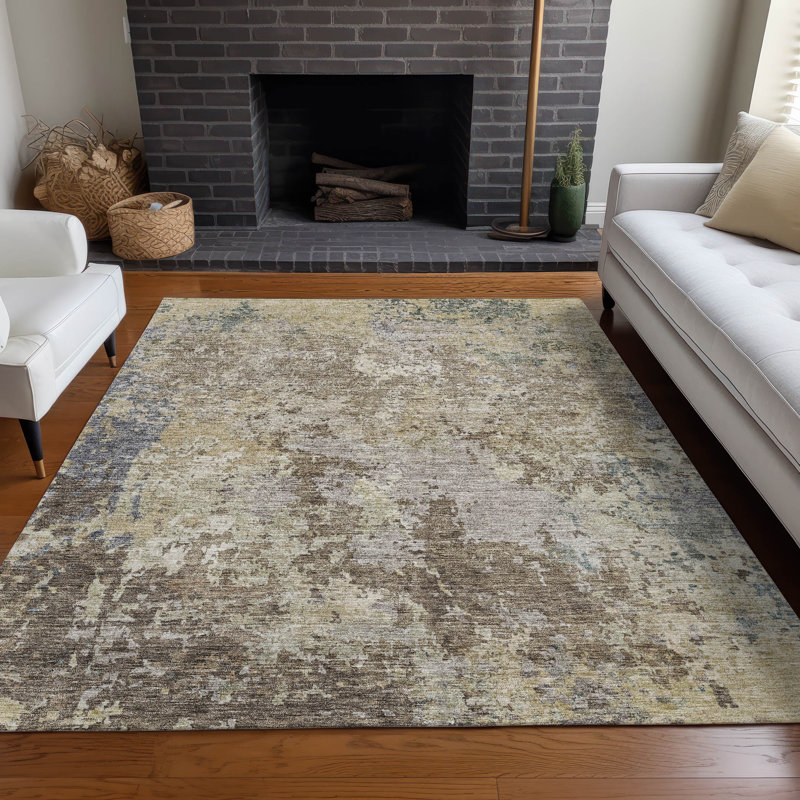 Tapis beige intérieur / extérieur lavable à la machine Cicel ACN1162, Rectangle 5 pi x 7 pi 6 po