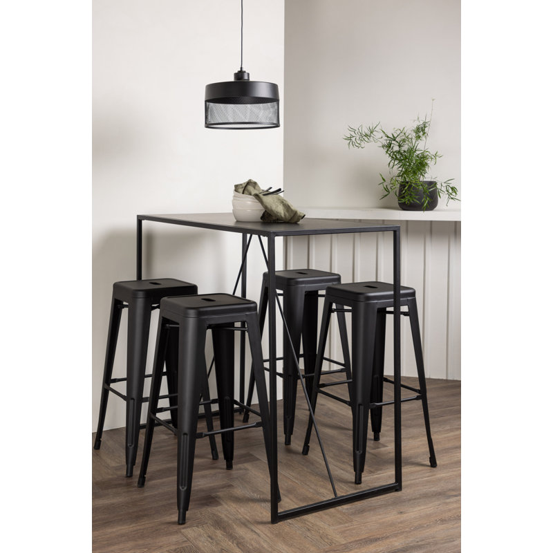 Alac 4 - Person Dining Set, Black, Black
