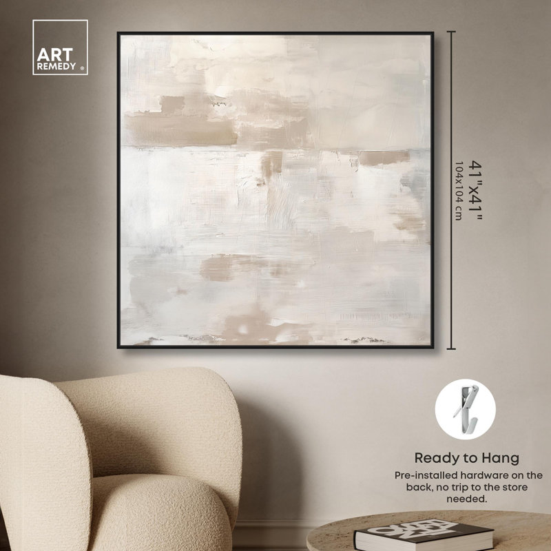 Arid Hues (I) Canvas Minimalist Abstracts by Art Remedy, 41" H x 41" W x 1.8" D, Black Floater Framed