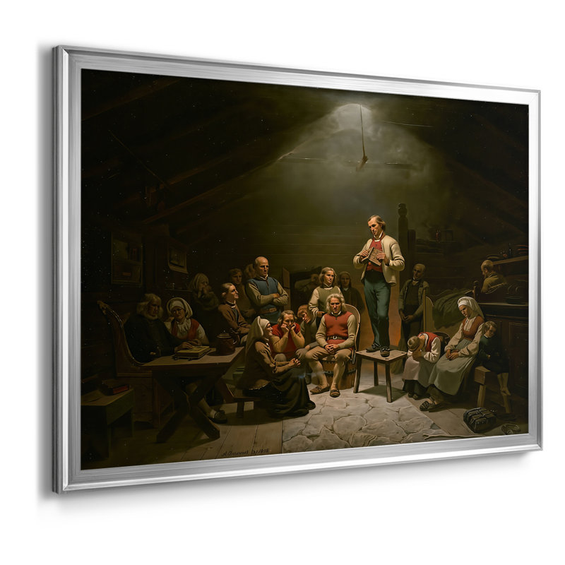 Haugianerne (Low Church Devotion - Alternate Version) - Adolph Tidand - Toile tendue avec châssis, 1852, 26,5 x 36,5, Argent
