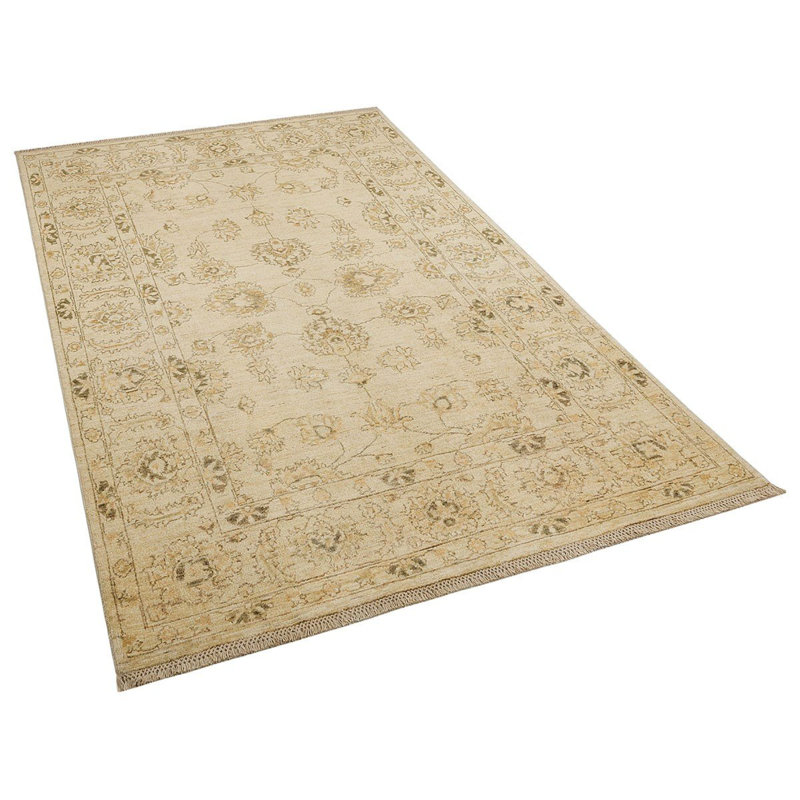 Jylène floral tissé à la main beige 100% laine oriental