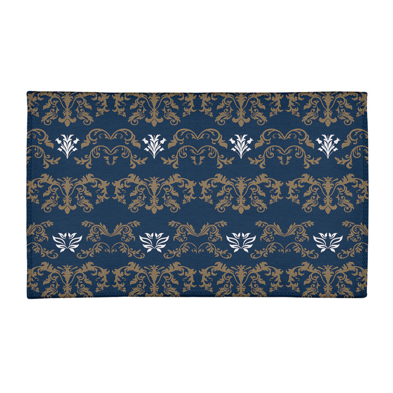 Tapis damassé bleu / brun, Rectangle 2 pi x 3 pi