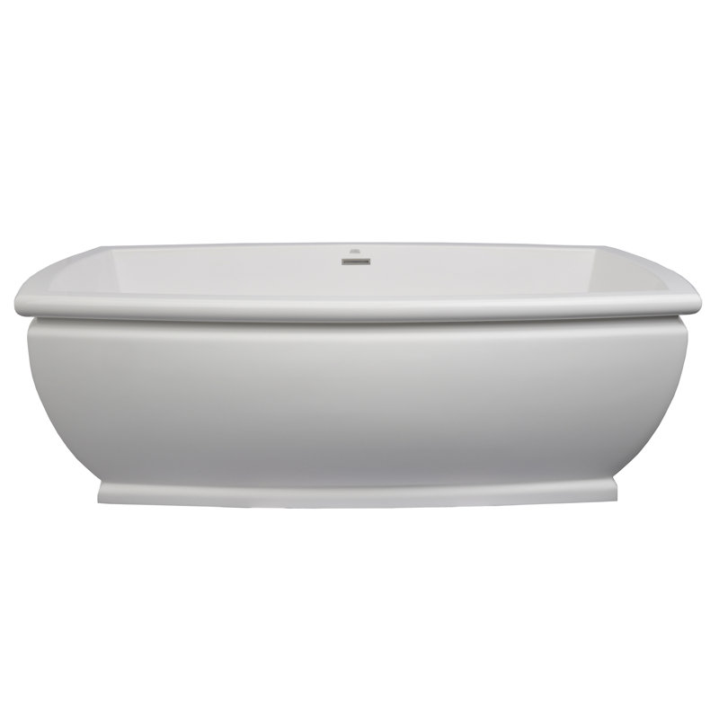 Niantic 66.25'' x 37.25'' Air Solid Surface Bathtub, Glossy White, Satin Brass