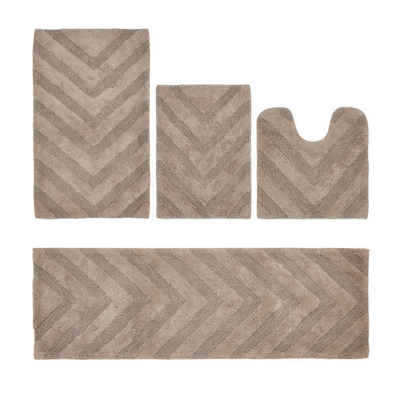 Ensemble de tapis pour salle de bain touffeté à 100% coton 2370 g / m² Hugo avec envers en latex anti-dérapant, certifié OEKO-TEX®, super absorbant et lavable à la machine, beige