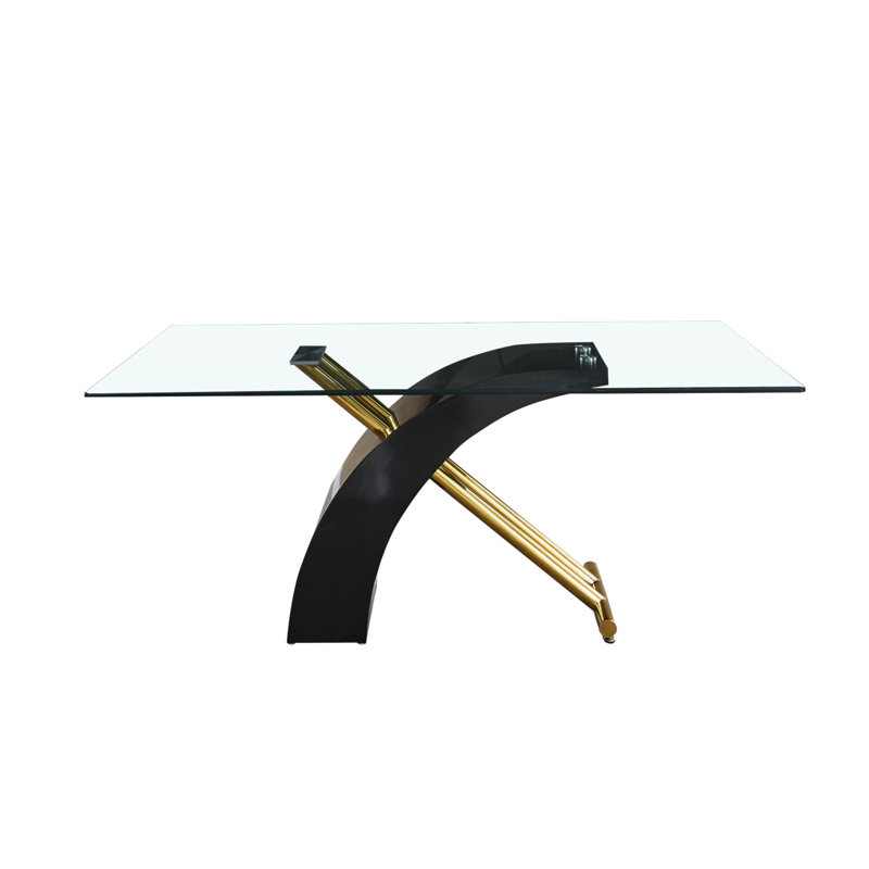 Table de salle à manger rectangulaire, H 30,1 po x L 63 po x l 35,4 po, Noir et or