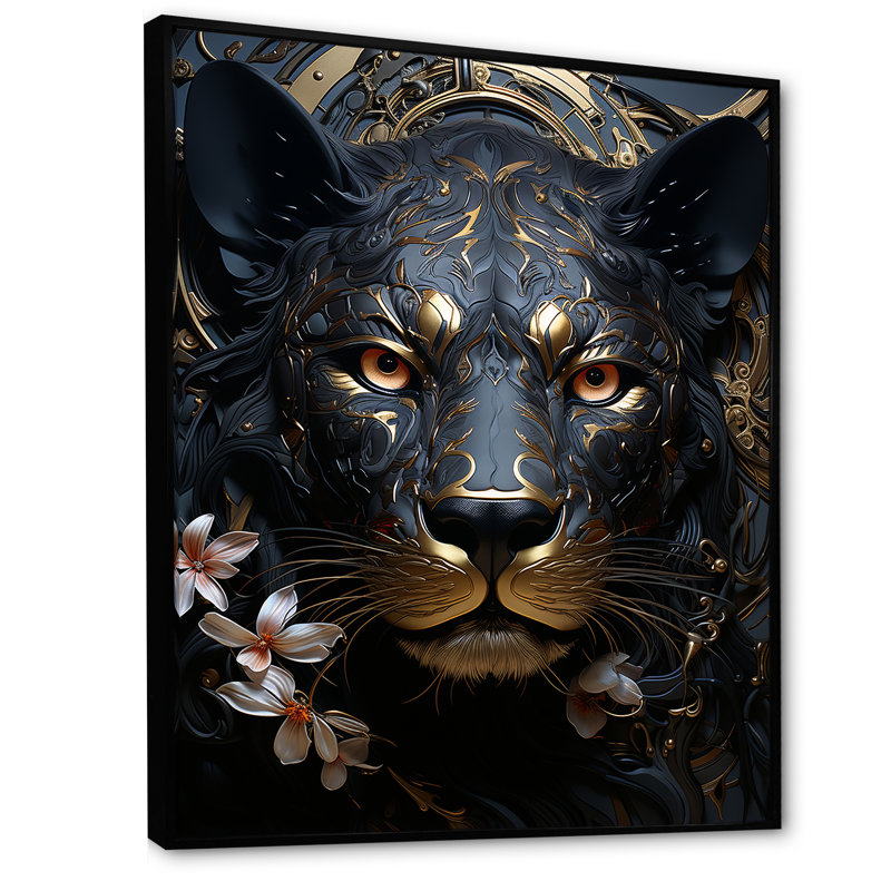 Golden Panther Majesty I, Cadre flottant noir, H 32 po x l 24 po
