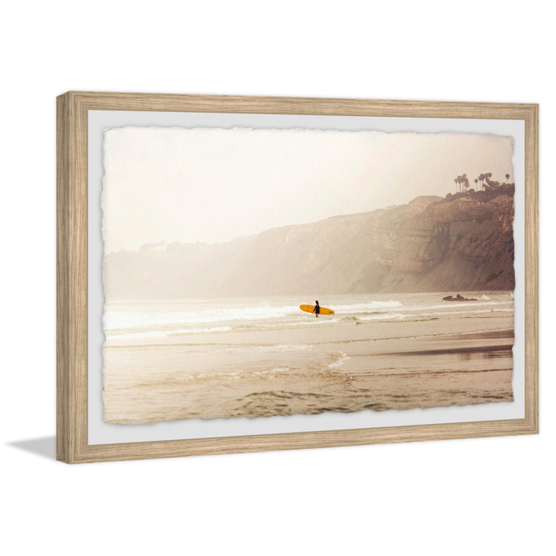 Surfer Girl by Morgan Hartley - Single Picture Frame Print, 30cm H x 46cm W x 4cm D, Wood Frame with Deckled Edges