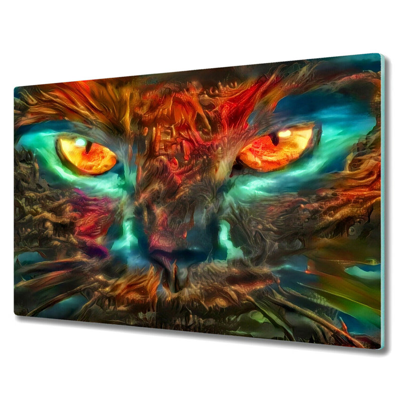 Roosendaal Tempered Glass Cat Chopping Board, 52cm x 60cm