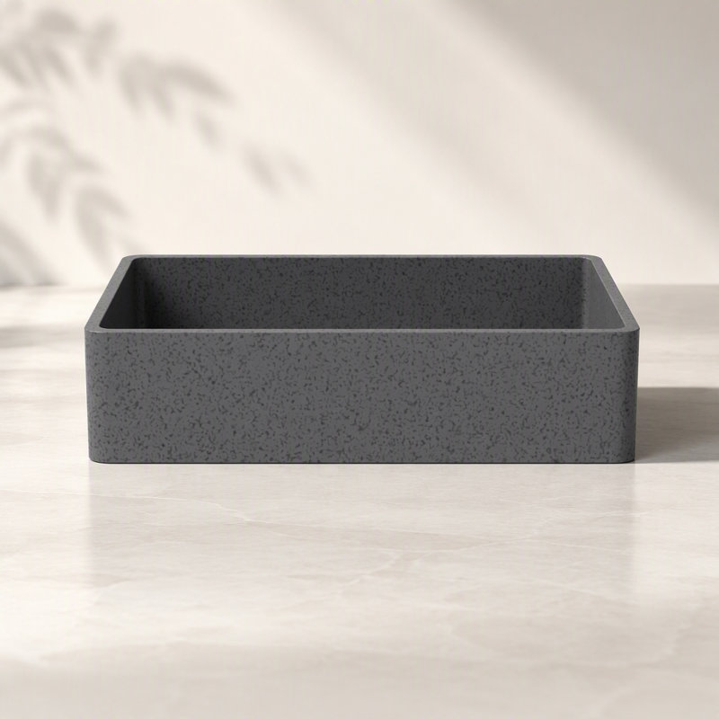 Lavabo de salle de bain rectangulaire en béton 19,68 "gris foncé moderne avec motifs