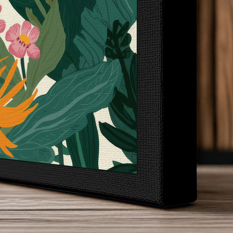 Tropical Garden Dense Botanical - Wrapped Canvas, Black Border, 24x16 - 61.0 x 40.6 cm