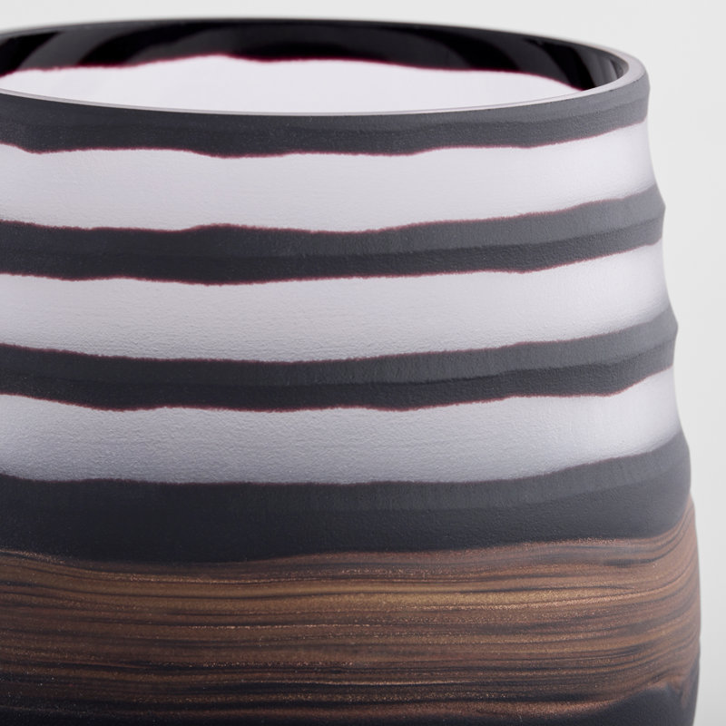 Midnight Road Handcrafted Glass Table Vase, 6.75" H x 6.5" W x 6.5" D