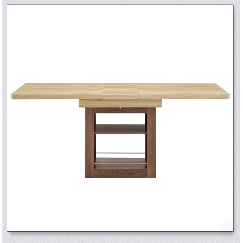 Table de salle à manger extensible en bois avec rangement et mécanisme télescopique pour une utilisation polyvalente en cuisine