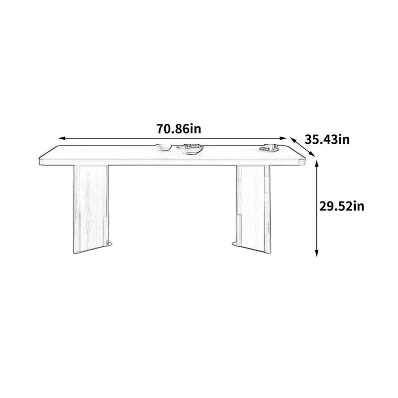 Table de salle à manger élégante, 29.52"H x 70.86"L x 35.43"W