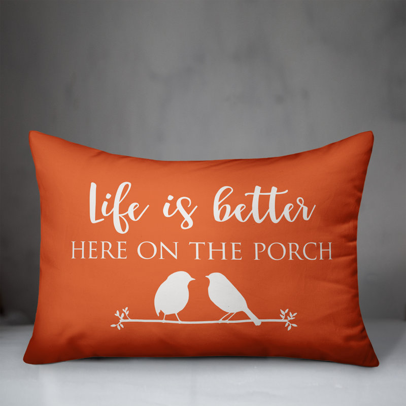 Textual Outdoor Reversible Throw Pillow, Orange