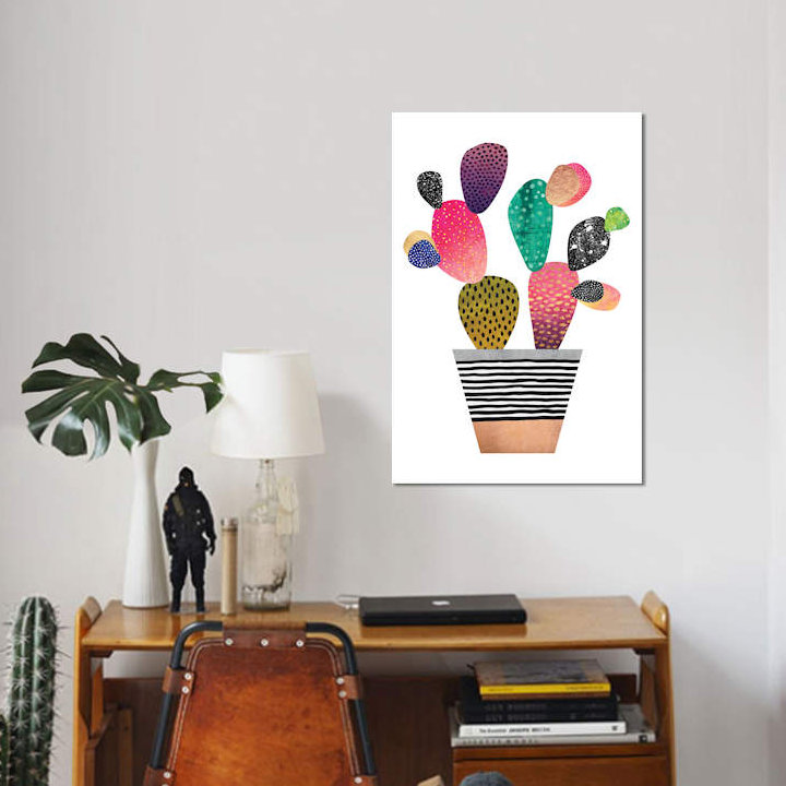 « happy cactus », impression sur toile tendue, H 12 po x l 8 po x P 0,75 po, Toile tendue, Pas de tapis
