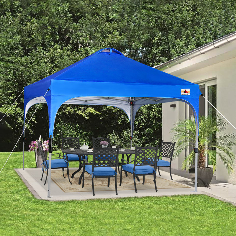 Compact 10 Ft. W x 10 Ft. D Steel Pop-up Canopy The Pop Up Canopies, Blue