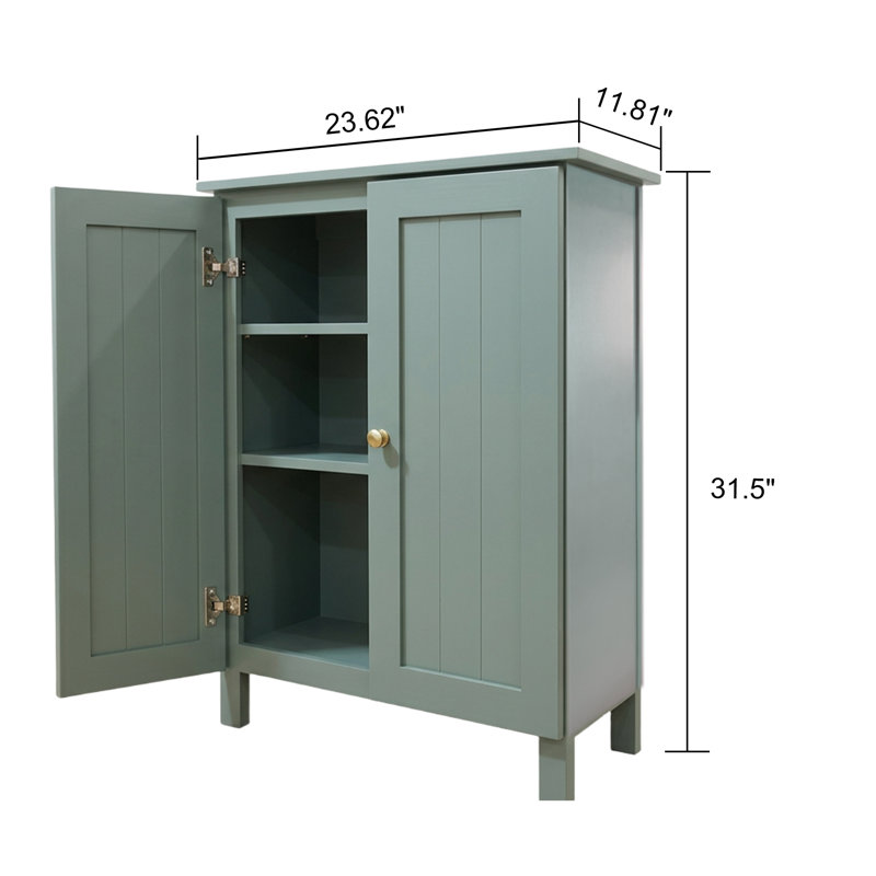 23.6" Storage Cabinet with Adjustable Shelves, Freestanding Sideboard Cabinet with MDF Material, Suitable for Kitchen, Bathroom, Living Room, Dining Room, Teal