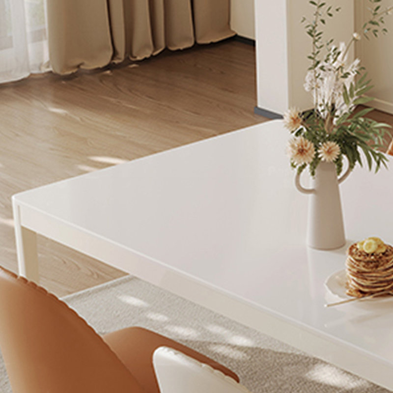 Pure White Matte Rock Slab Dining Table, 29.52"H x 62.99"L x 31.49"W