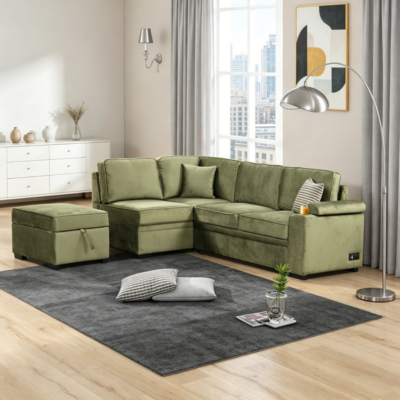 Sleeper Sofa Convertible Sofa Bed Sofa Arm Sofa Bed Couch Sleep Sofa Comfy Sofa Modern Sofa, Green Velvet