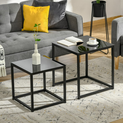 Aida Glass Top Frame Nesting Tables